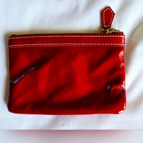 Dooney & Bourke Red Patent Leather Coin Purse with Gold Accents - Picture 2 of 11